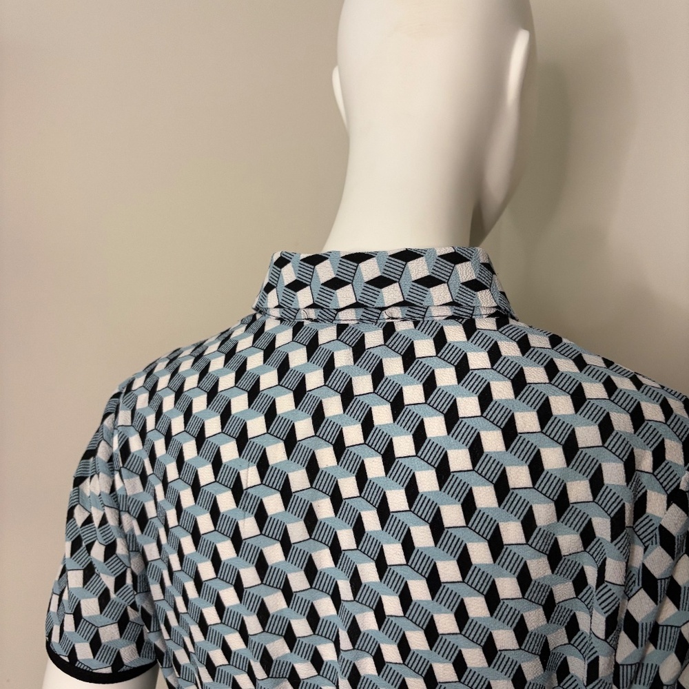 Vintage style blue and white dress with belt - Picture 5 of 8